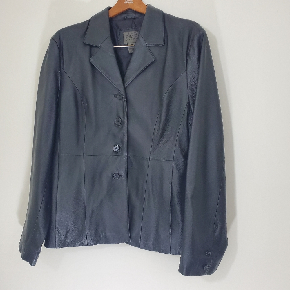 Uniform John Paul Richard Women's Black Leather Jacket, Size 14